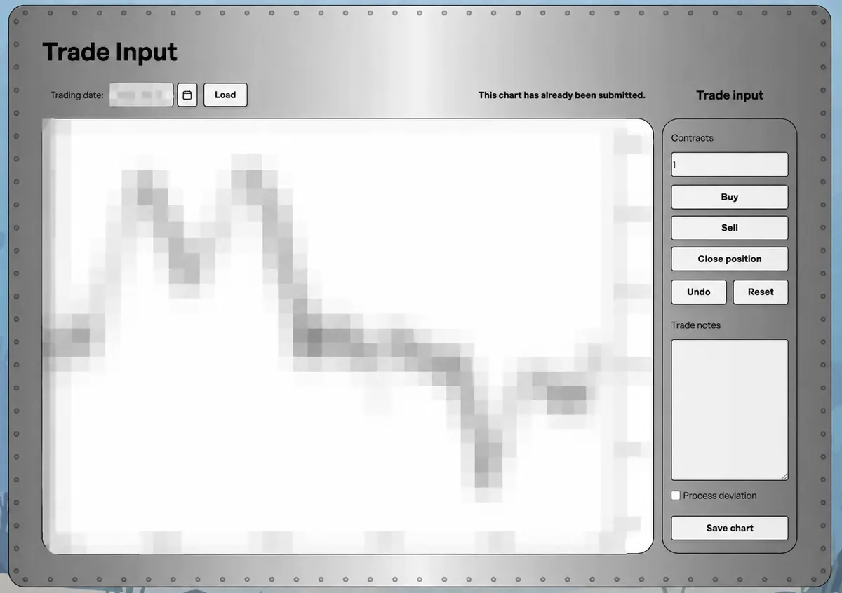 Trade Tank Trade Input page